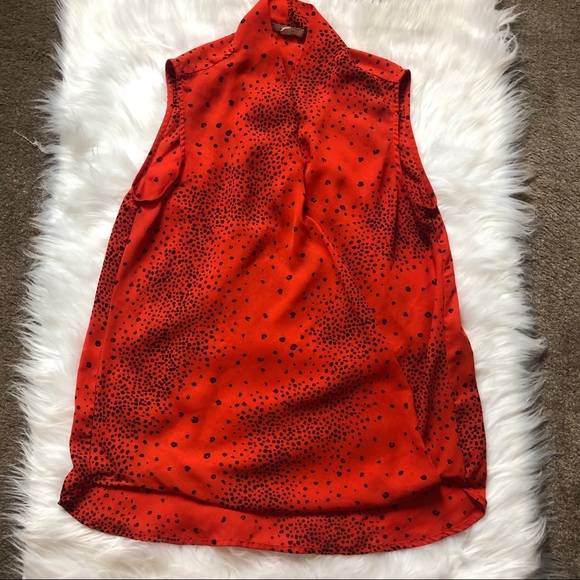 Pleione Tops - Pleione Red Animal Print High Low Top
